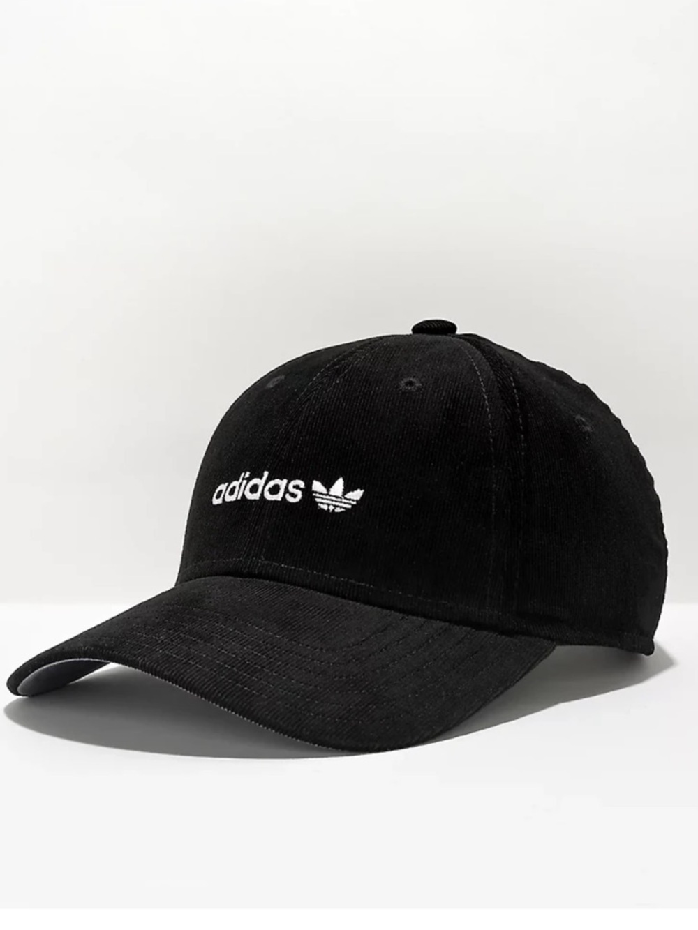 adidas Originals Corduroy Trefoil Snapback Hat Black Pre-Curved NWT